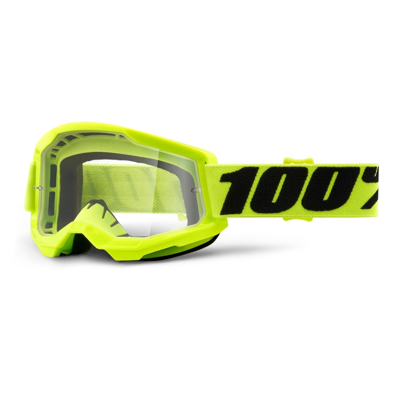 Zjazdové okuliare 100% STRATA 2 fluo žltá (číre plexi)