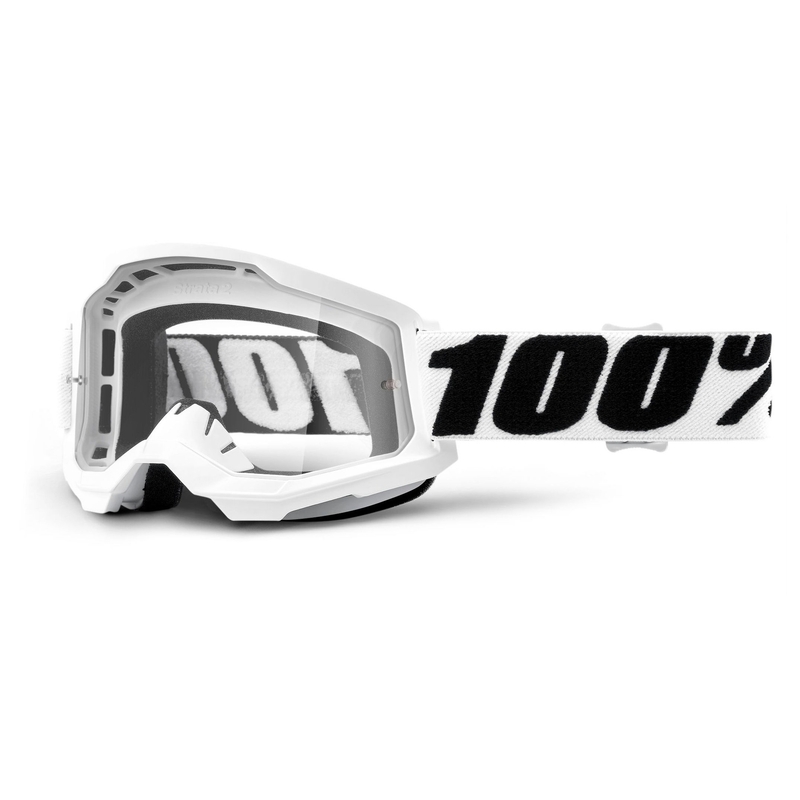 Zjazdové okuliare 100% STRATA 2 biele (číre plexi)