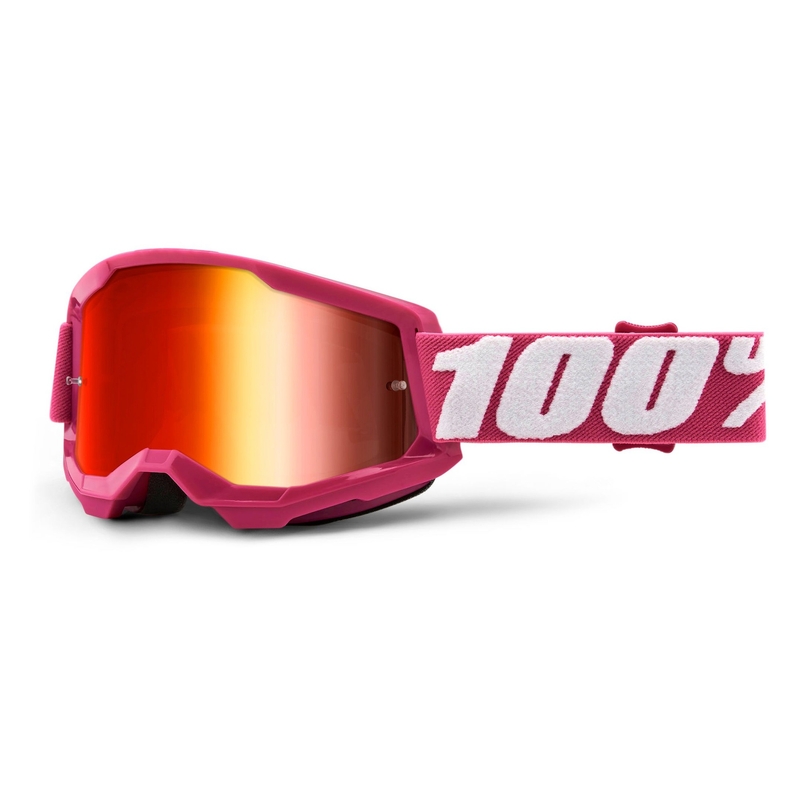 Zjazdové okuliare 100% STRATA 2 ružové (červené zrkadlové plexi)