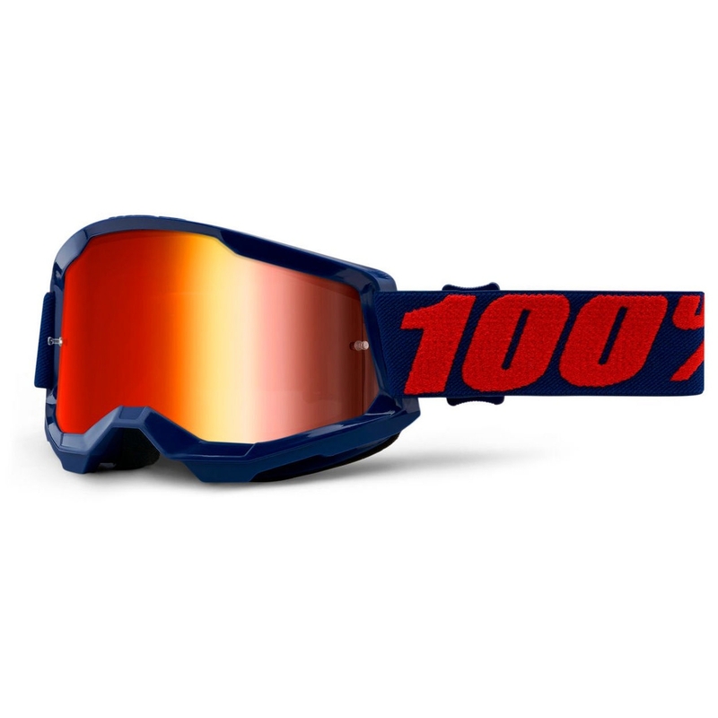 Zjazdové okuliare  100% STRATA 2 modré (červené zrkadlové plexi)