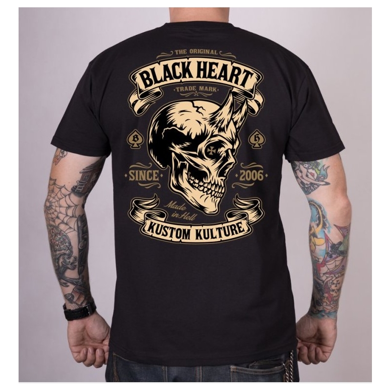 Pánske tričko Black Heart Devil Skull