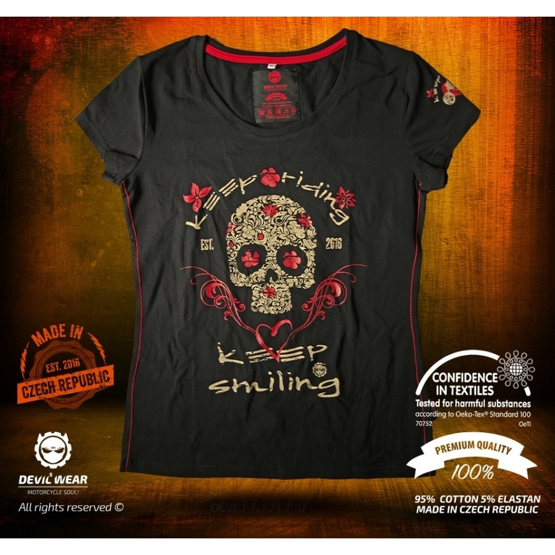 Dámske tričko Devils Wear - Keep Riding Keep Smiling
