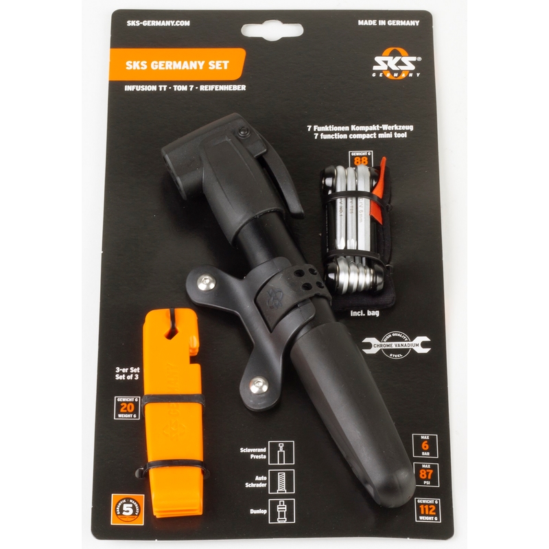 Cyklistický set SKS - pumpička, náradie TOM 7, montážne páky výpredaj