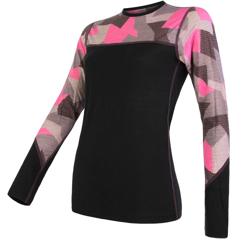 Dámske termo tričko Sensor Merino Impress čierno-maskáčové - dlhý rukáv výpredaj