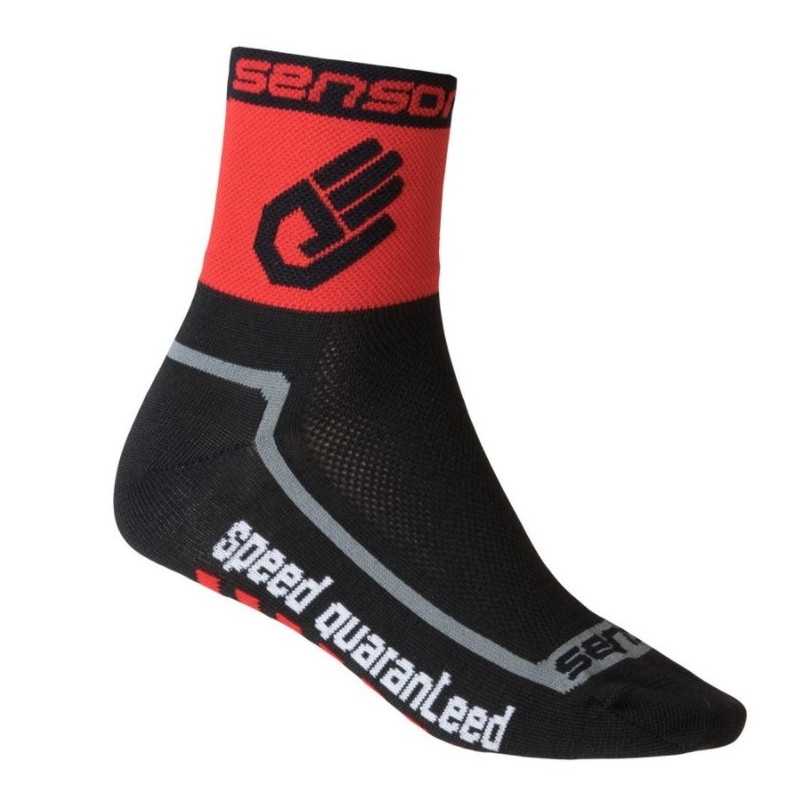 Ponožky Sensor Race Lite Hand čierno-červené výpredaj