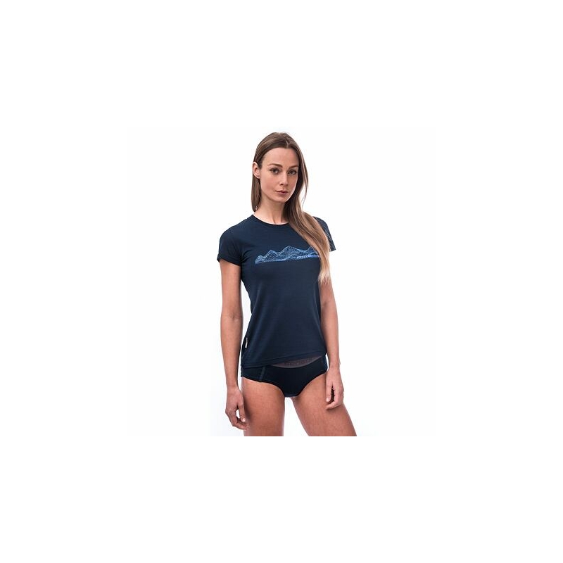 Dámske tričko Sensor Merino Active PT Mountains tmavo modré výpredaj
