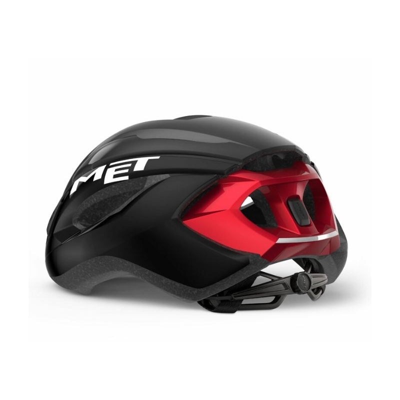 Cyklo přilba MET Strale černo-červená metalická výprodej