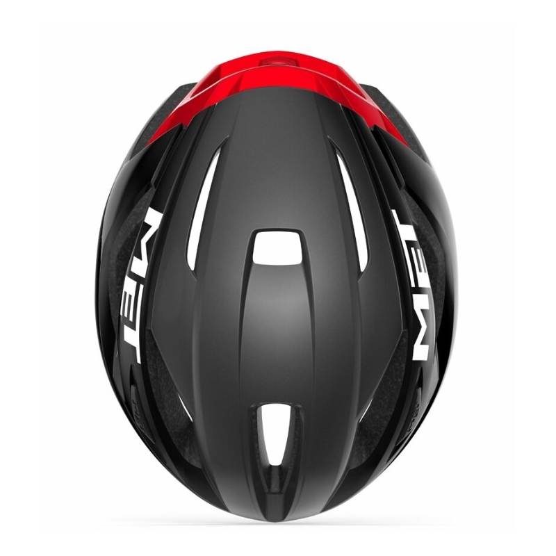 Cyklo přilba MET Strale černo-červená metalická výprodej