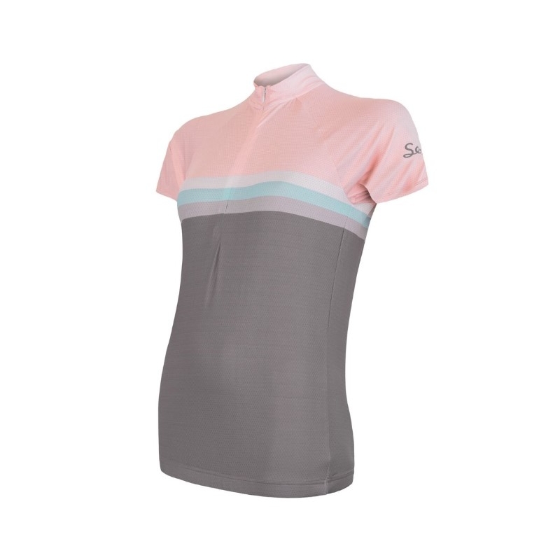 Dámsky dres Sensor Summer Stripe šedo-ružový - krátky rukáv výpredaj