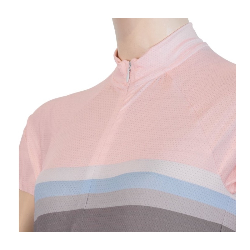 Dámsky dres Sensor Summer Stripe šedo-ružový - krátky rukáv výpredaj