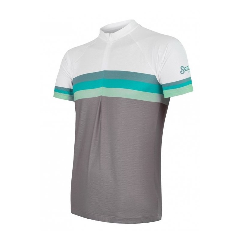 Dres Sensor Summer Stripe šedo-bielo-zelený - krátky rukáv výpredaj