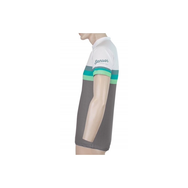 Dres Sensor Summer Stripe šedo-bielo-zelený - krátky rukáv výpredaj