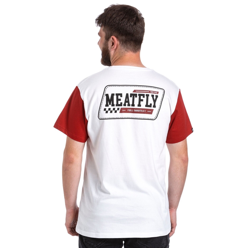 Tričko Meatfly Racing bielo-červené výpredaj