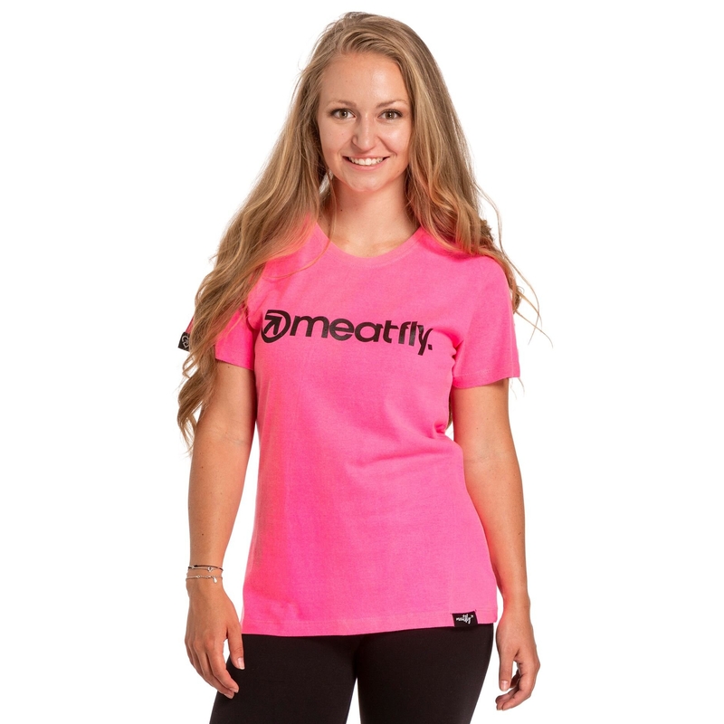 Dámské tričko Meatfly Ladies MF Logo neonově růžové výprodej