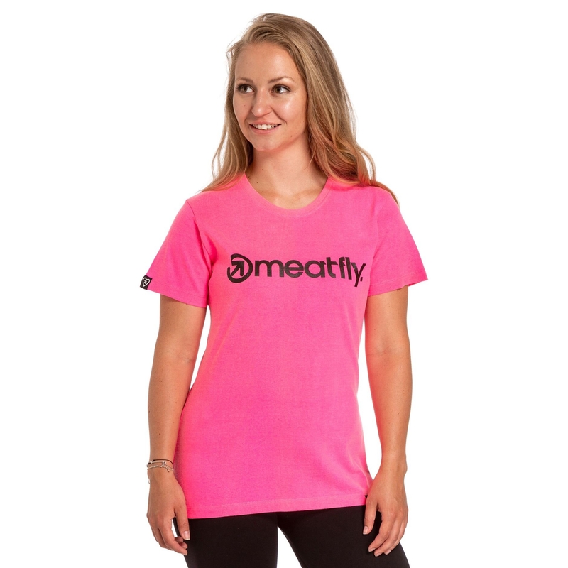 Dámské tričko Meatfly Ladies MF Logo neonově růžové výprodej