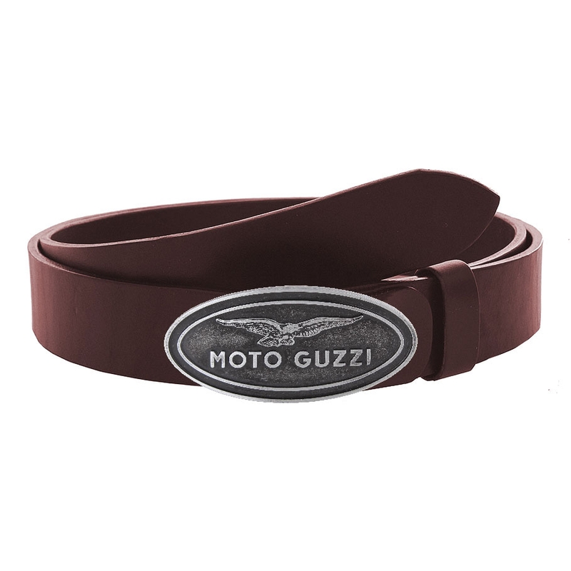 Kožený moto opasek se sponou Moto Guzzi hnědý