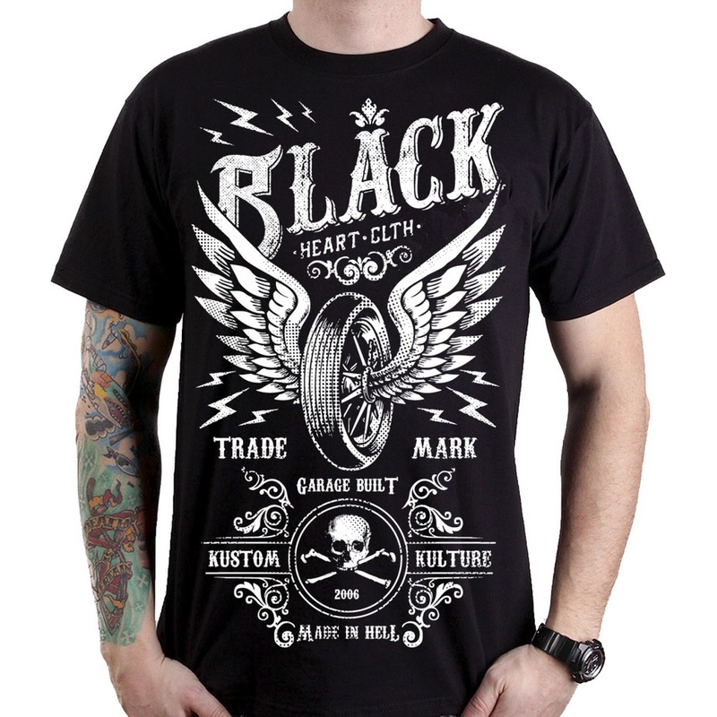 Pánske tričko Black Heart Moto Wings výpredaj