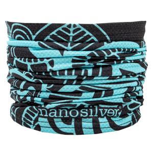 Multifunkčný nákrčník nanosilver® Flower čierno-tyrkysová