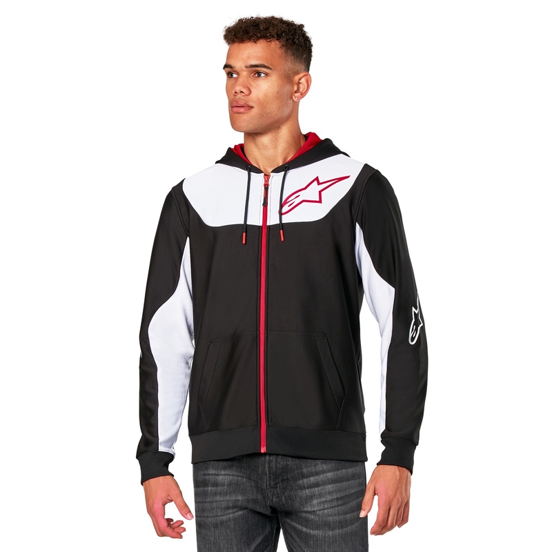 Mikina Alpinestars Sessions 3 Hoodie čierno-bielo-červená