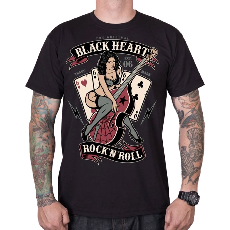 Tričko Black Heart Bass Pin Up černé