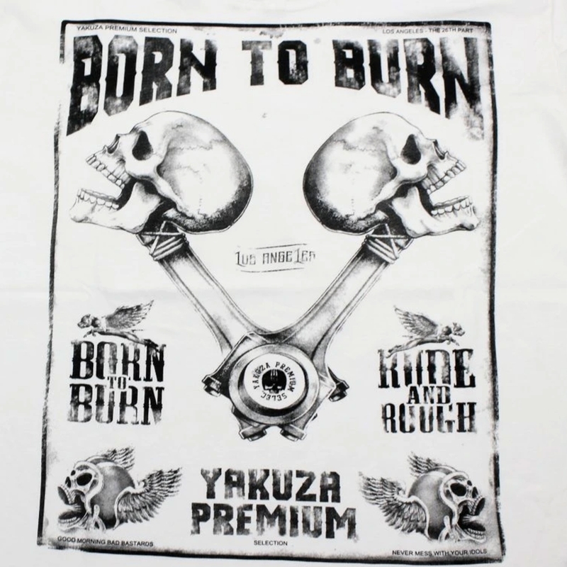 Tričko Yakuza Premium Rude and Rough Born to Burn - Los Angeles bílé