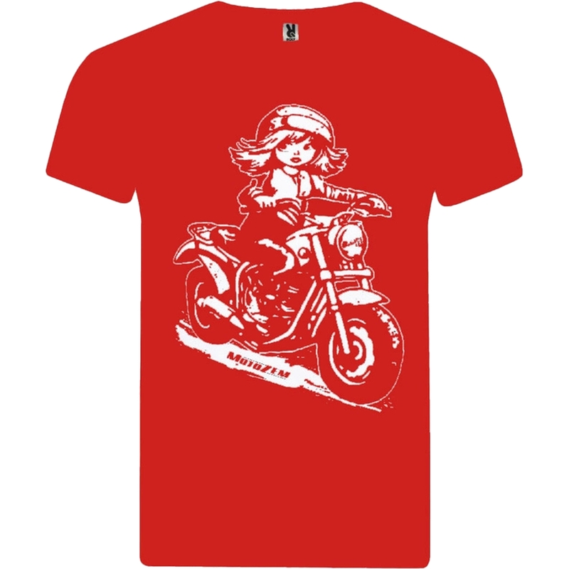 Detské dievčenské tričko MotoZem - Motorkárka červené
