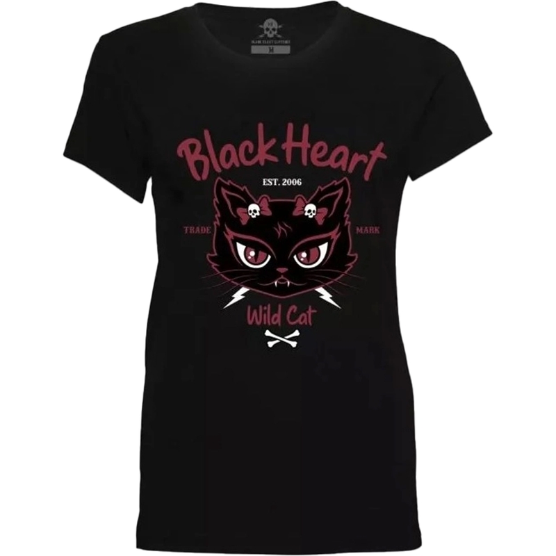 Dámské tričko Black Heart Wild Cat čierné