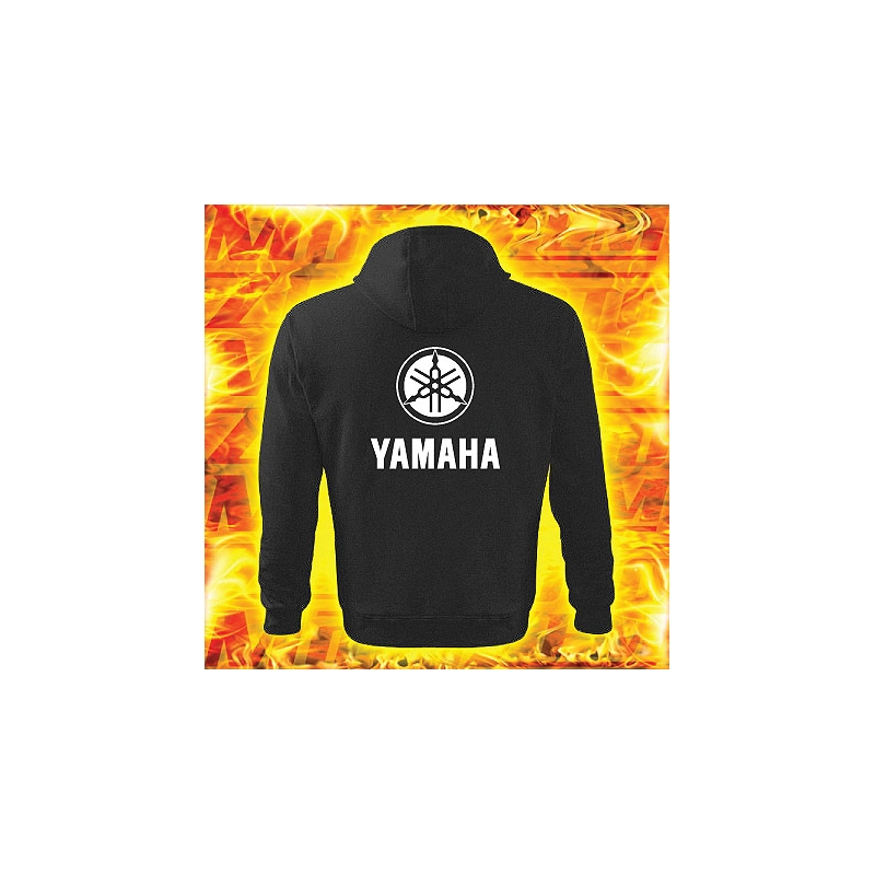 Mikina s motívom Yamaha čierna s kapucňou