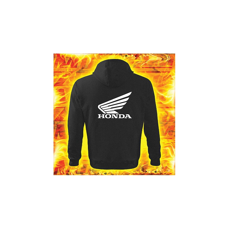 Mikina s motívom Honda čierna s kapucňou