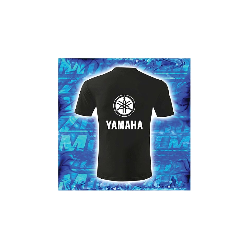 Tričko s motívom Yamaha čierne s bielou potlačou